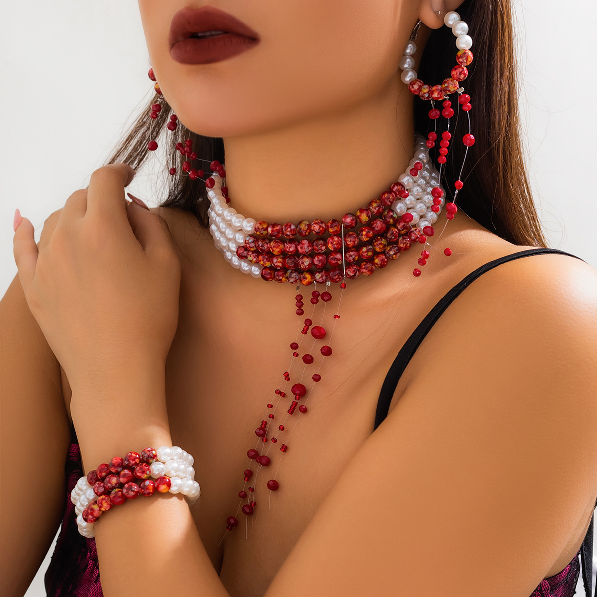 Pearl Choker Necklace Vintage - Collar con colgante de borla de