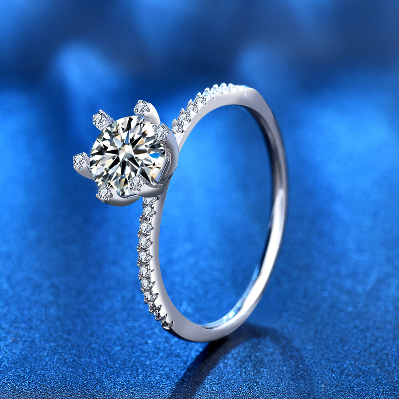 Moissanite Engagement Ring 1 Carat - Anillo de compromiso de boda S925