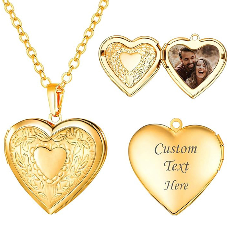 Heart Locket Necklace Photo - Collar con Medallón Personalizado, Collar con