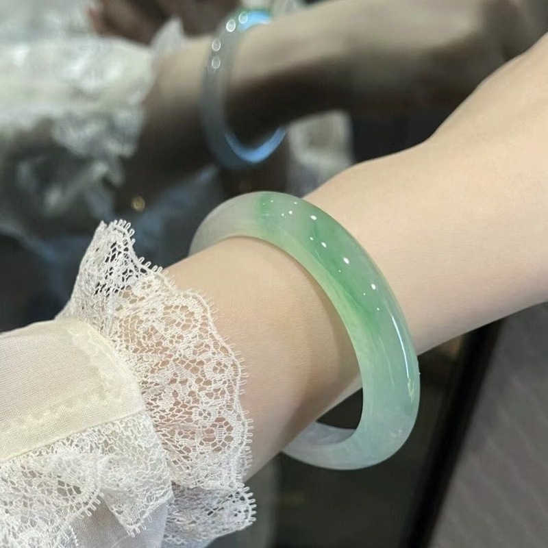 Bracelets - Jade de hielo de Myanmar natural