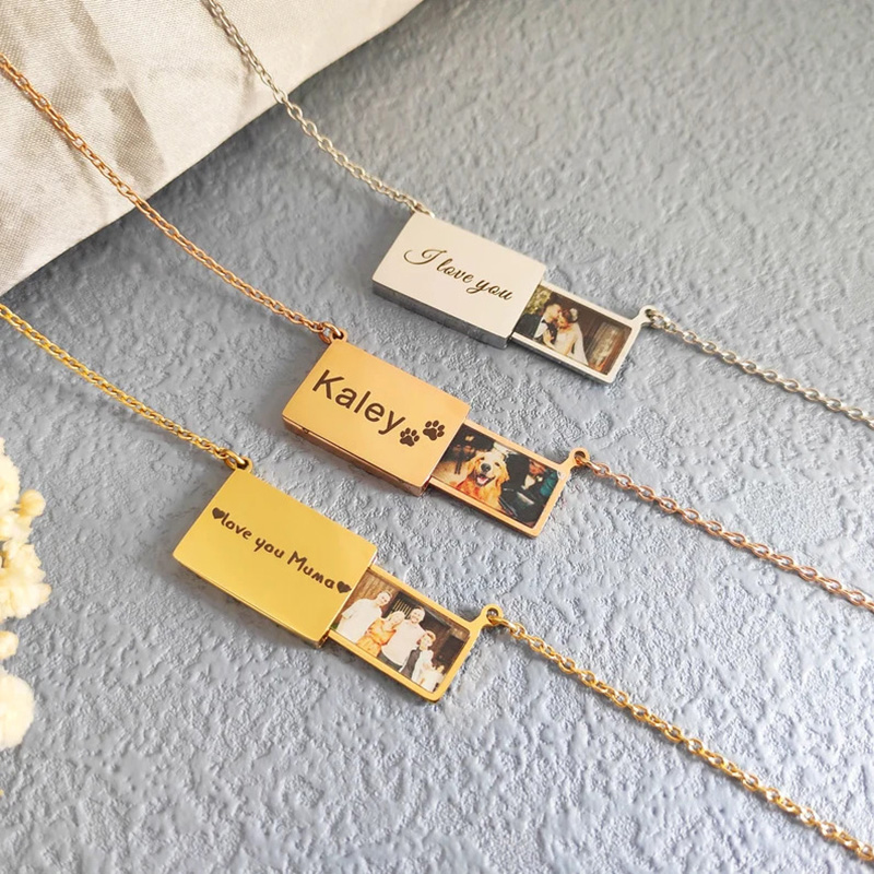 Heart Locket Necklace Photo - Collar con Medallón de Acero Inoxidable