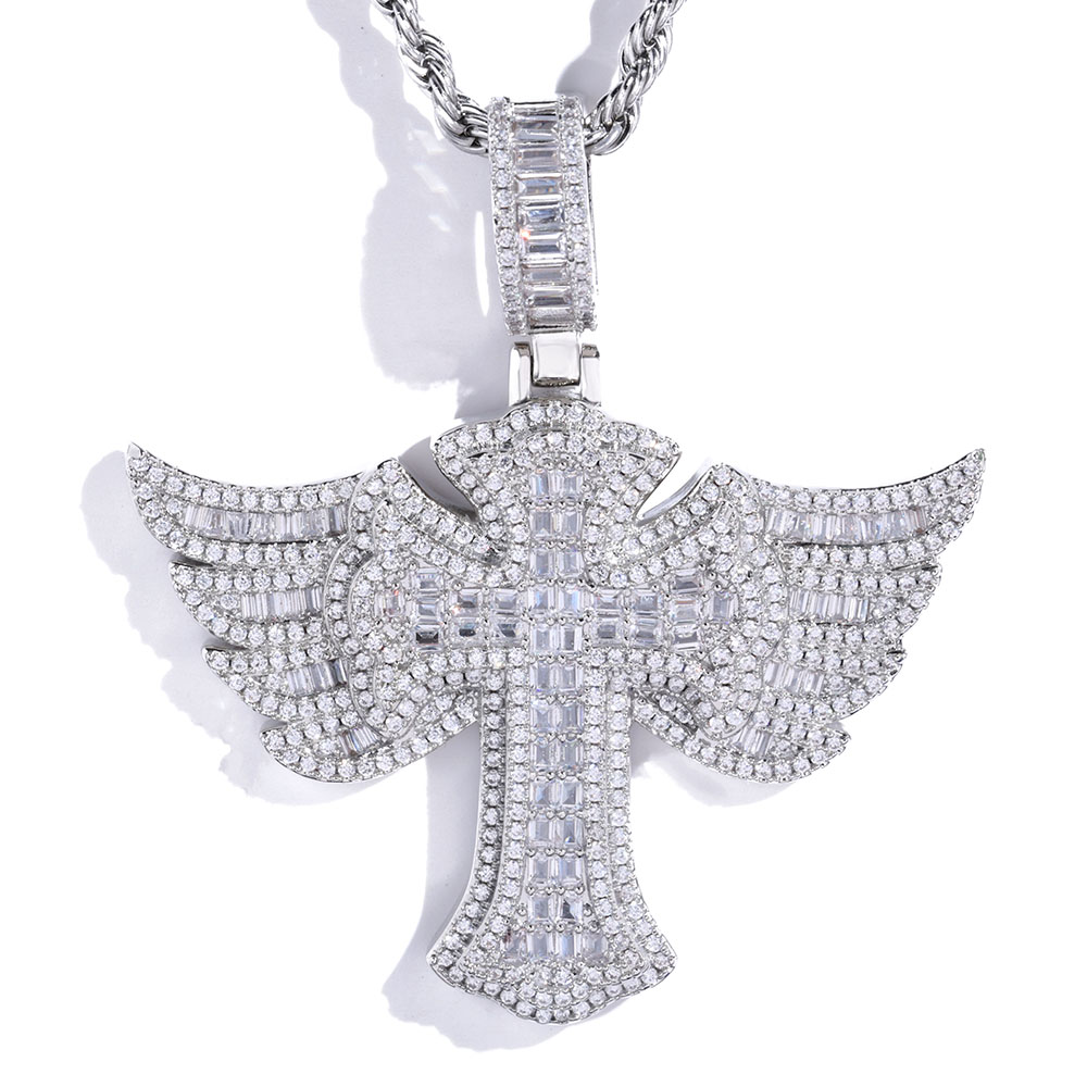 Cross Pendant Necklace Gold - Hip Hop lleno de diamantes chapado