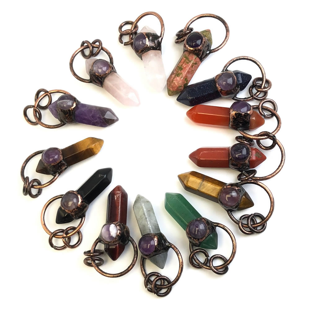 Crystal Pendant Necklace Natural Stone - Colgantes de Cuarzo Cristalino de Piedra
