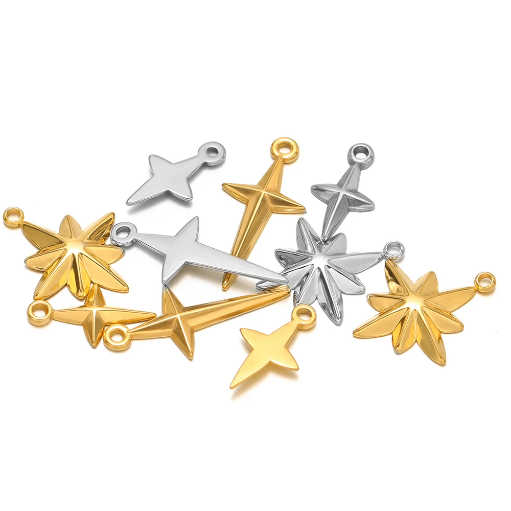 Cross Pendant Necklace Gold - 5 uds. De dijes de estrella