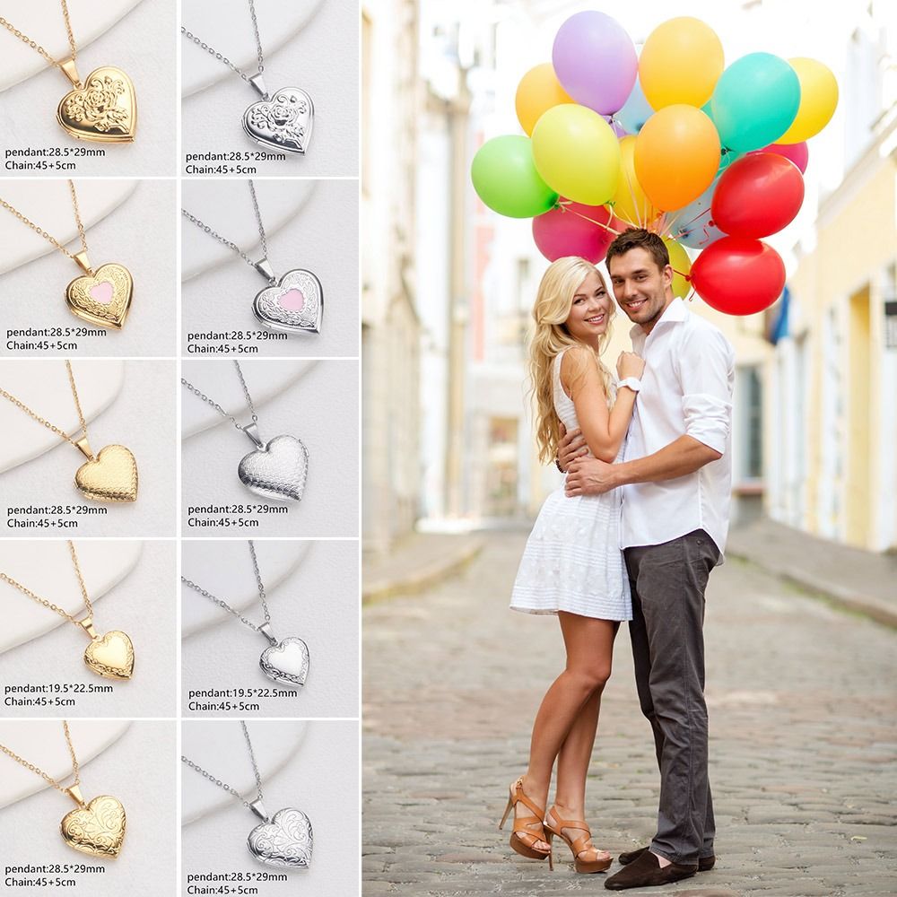 Heart Locket Necklace Photo - Collar de medallón con imagen de
