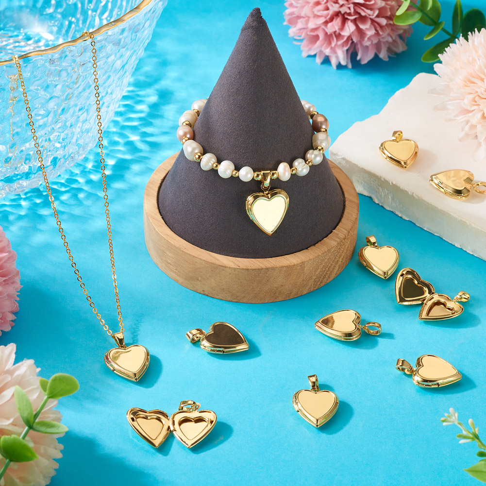10 colgantes de latón con form - Heart Locket Necklace Photo reseña y precio