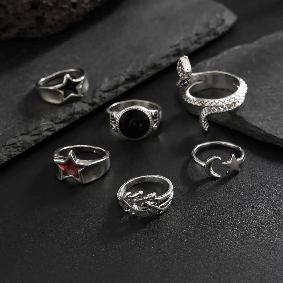KunJoe, 6 uds., nuevo conjunto - Vintage Punk Knuckle Rings Set reseña y precio