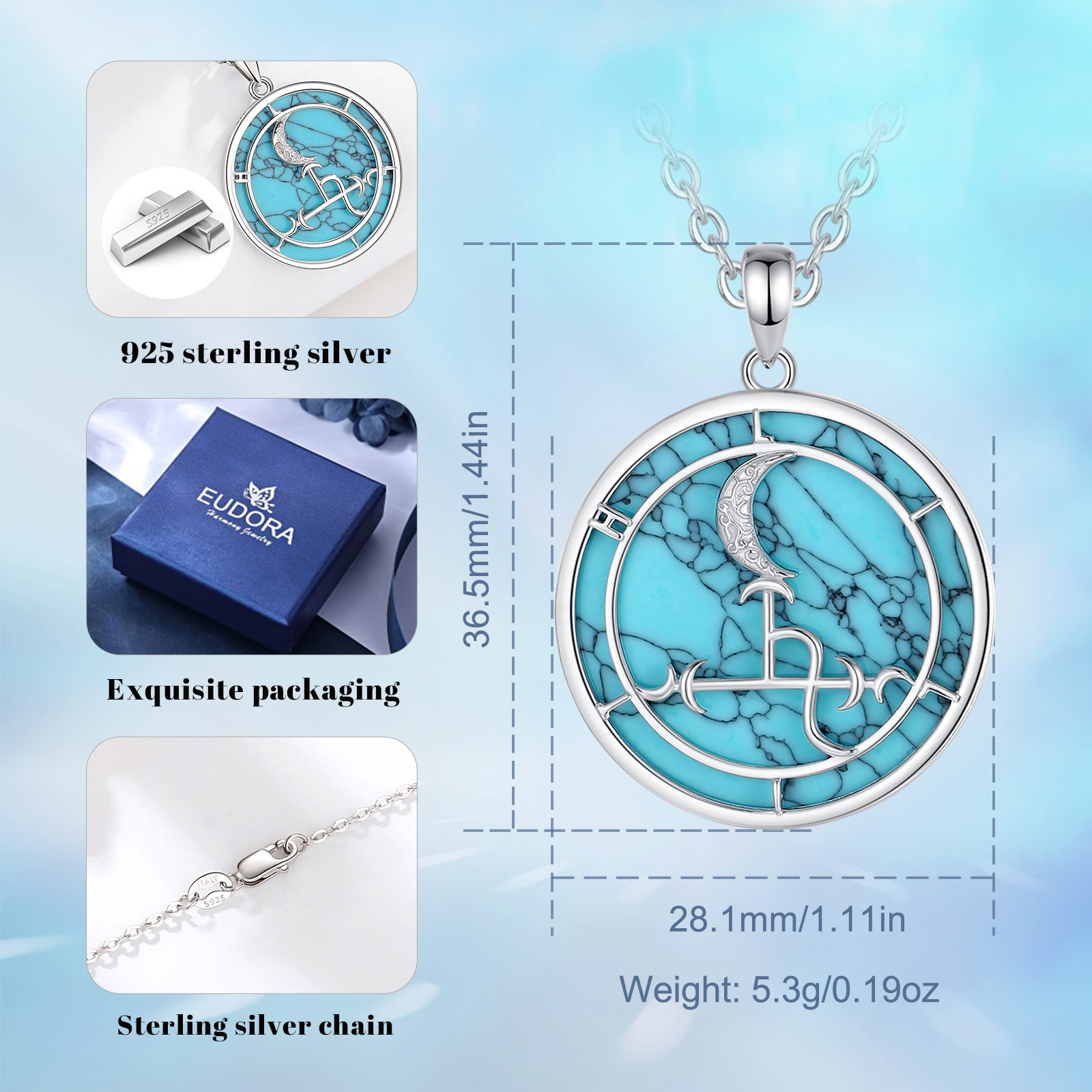 Eudora-collar de plata de ley  - 925 Sterling Silver Chain Necklace Men reseña y precio