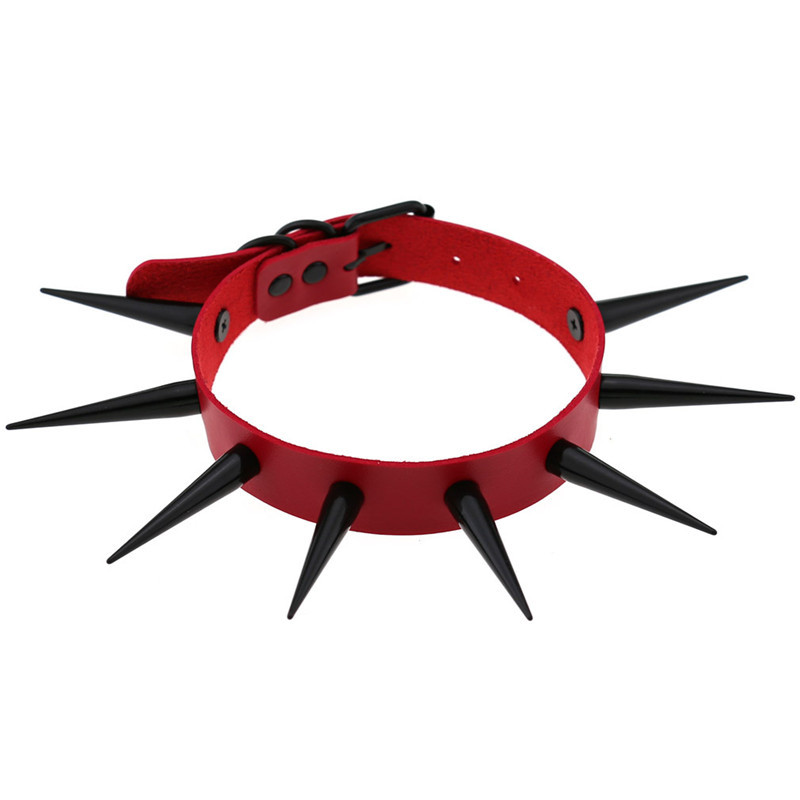 Gargantilla de Punta larga roj - Goth Punk Spike Choker reseña y precio