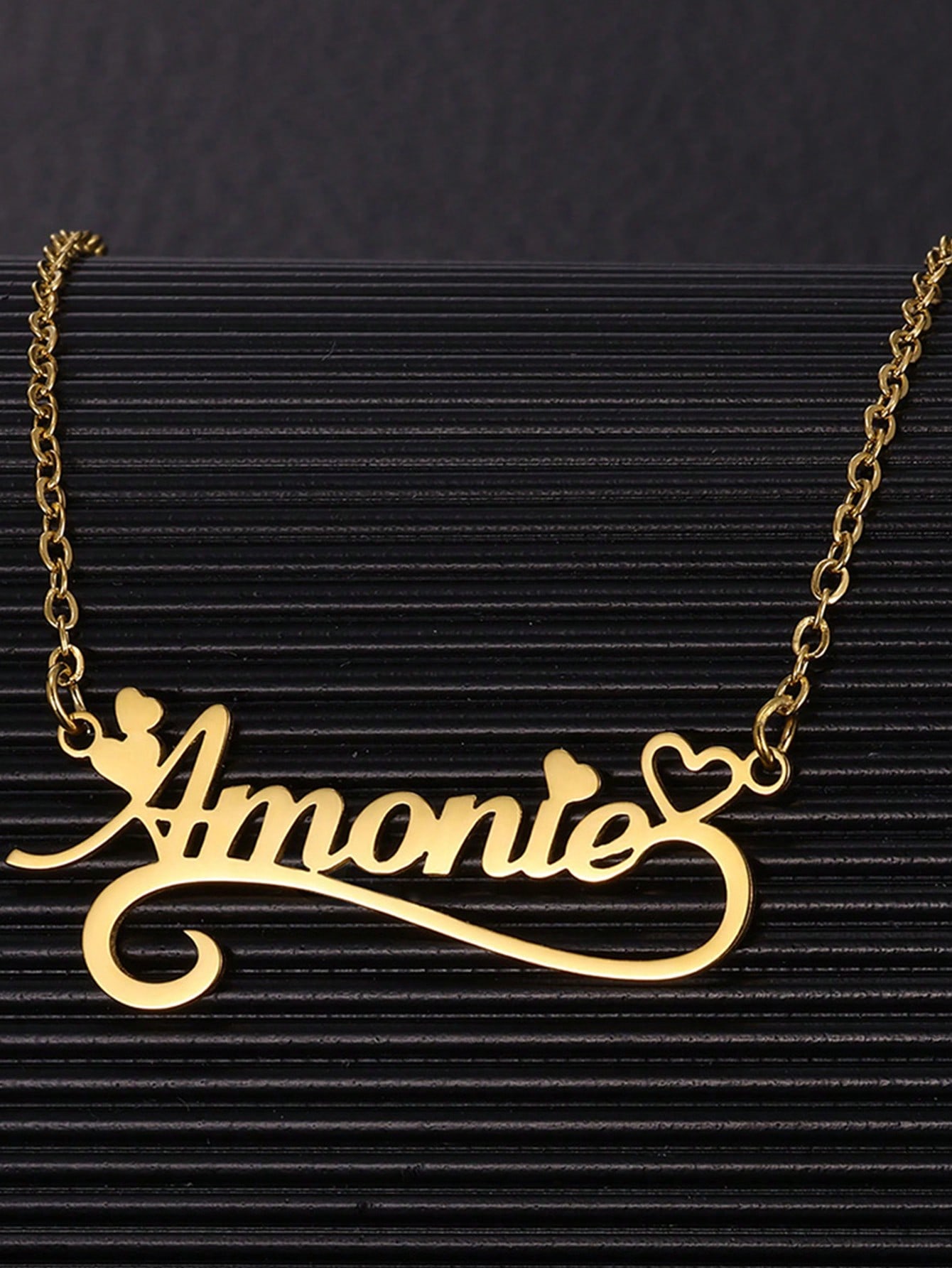 Collares de corazón hueco con  - Custom Name Necklace Stainless Steel reseña y precio
