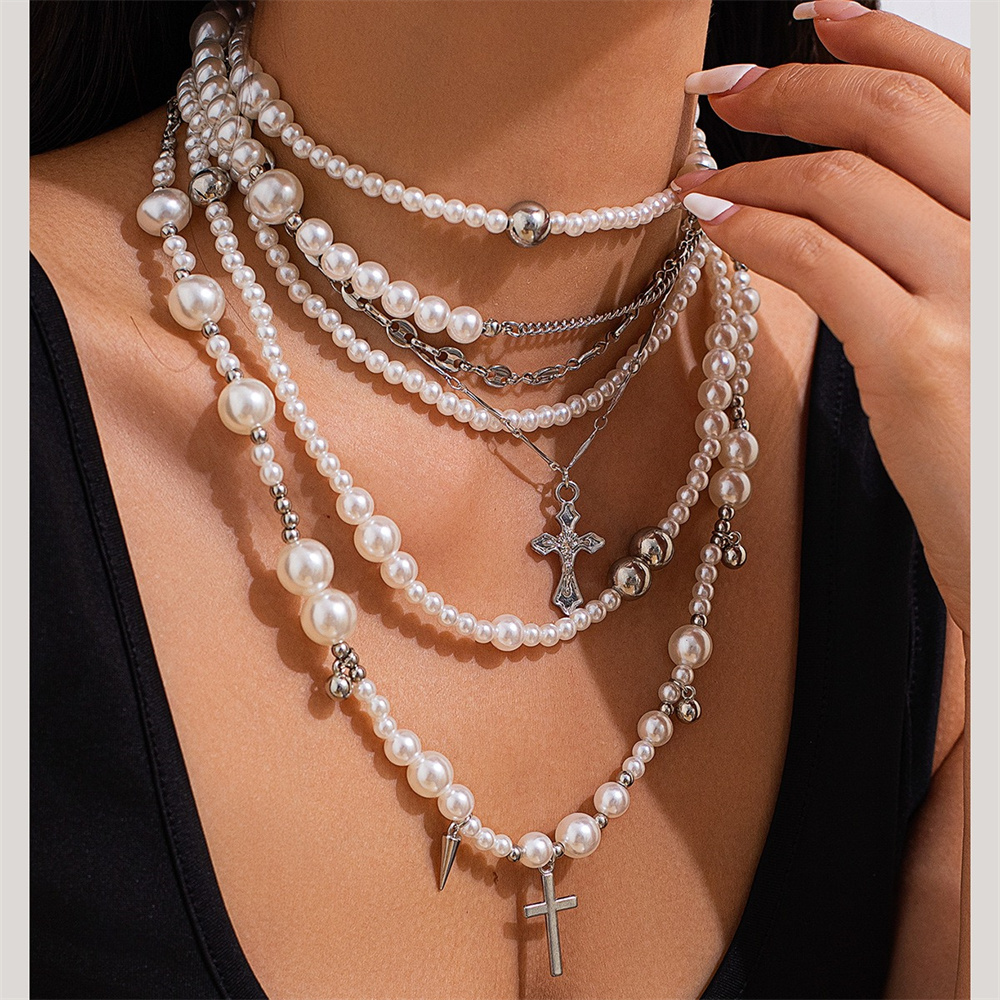 Collar de cadena de cuentas de - Layered Pendant Necklace Aesthetic reseña y precio