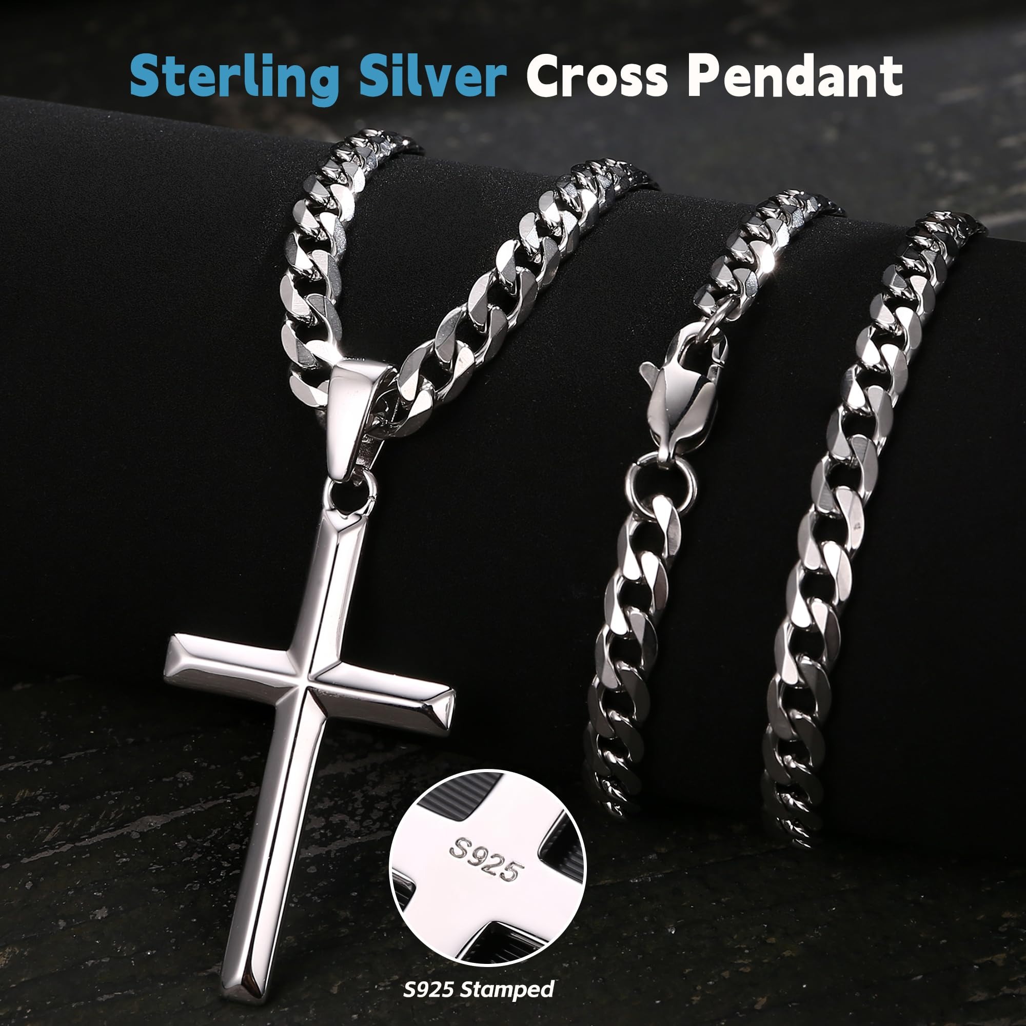 Fansilver-collar cruzado de Pl - 925 Sterling Silver Chain Necklace Men reseña y precio