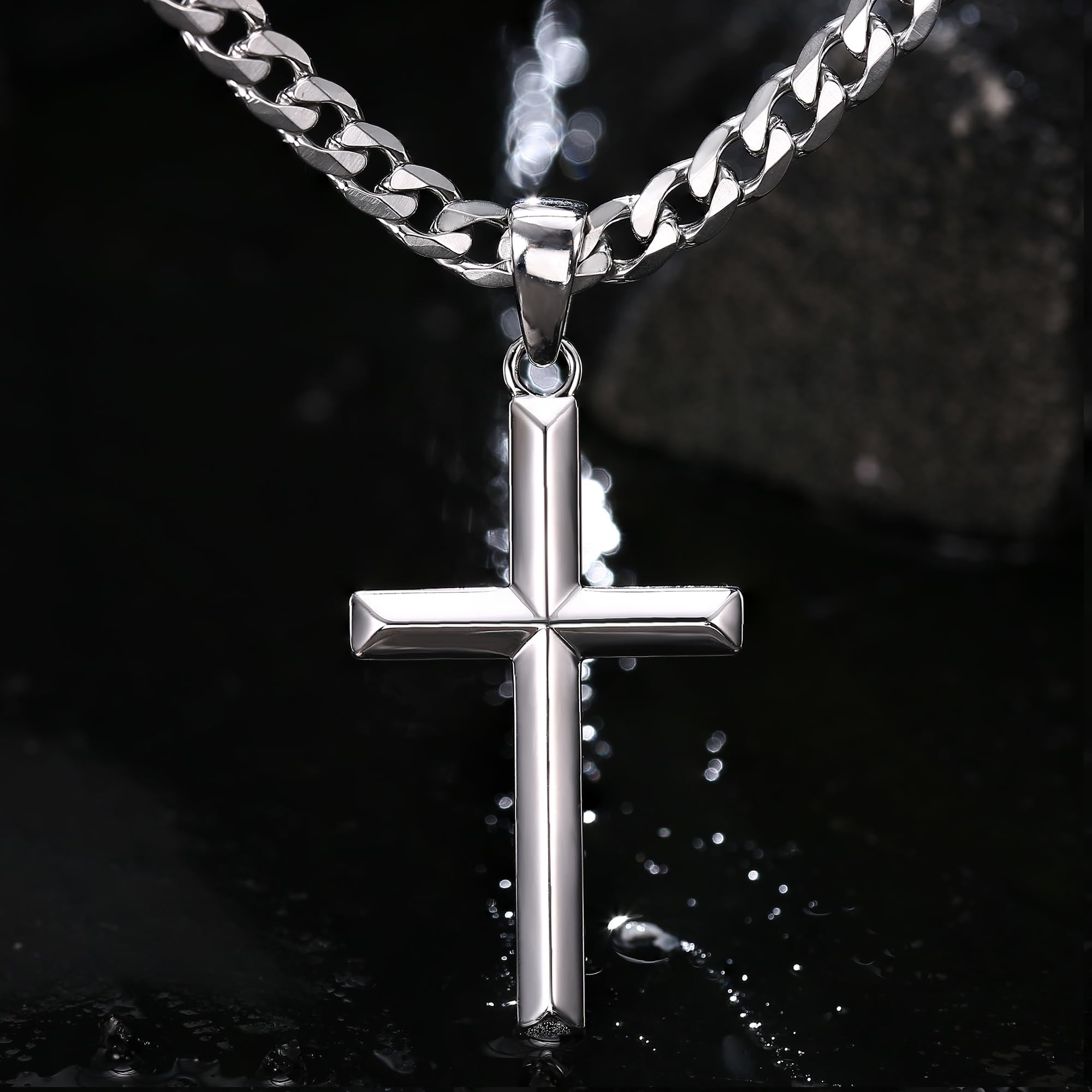 Fansilver-collar cruzado de Pl - 925 Sterling Silver Chain Necklace Men reseña y precio