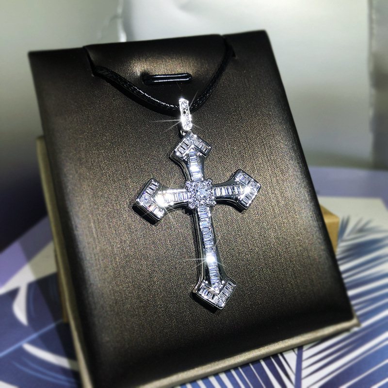 Colgante de Cruz clásica para  - 925 Sterling Silver Chain Necklace Men reseña y precio