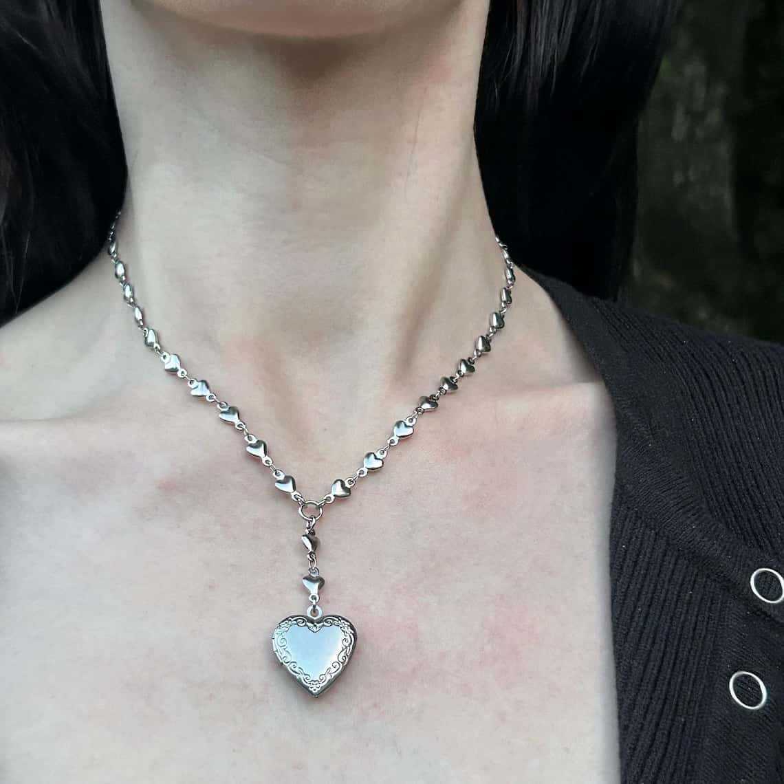 Collar de cadena de lariat de  - Heart Locket Necklace Photo reseña y precio