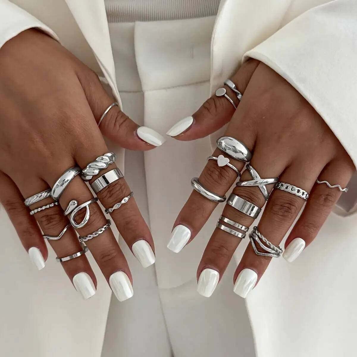KunJoe 24 unids/set anillos ab - Vintage Punk Knuckle Rings Set reseña y precio