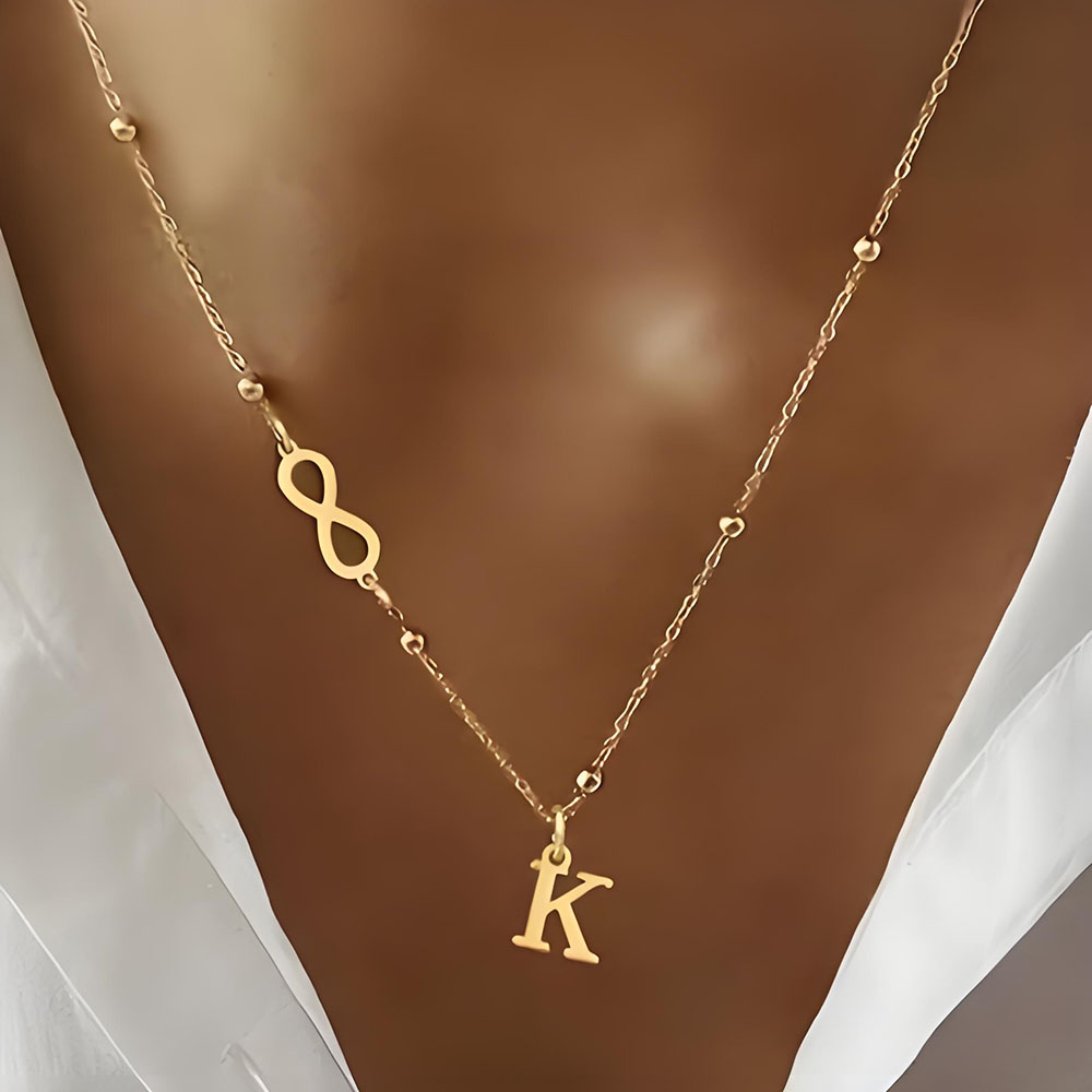 Collar de Cadena con Cuentas y - Initial Letter Necklace 18K Gold reseña y precio