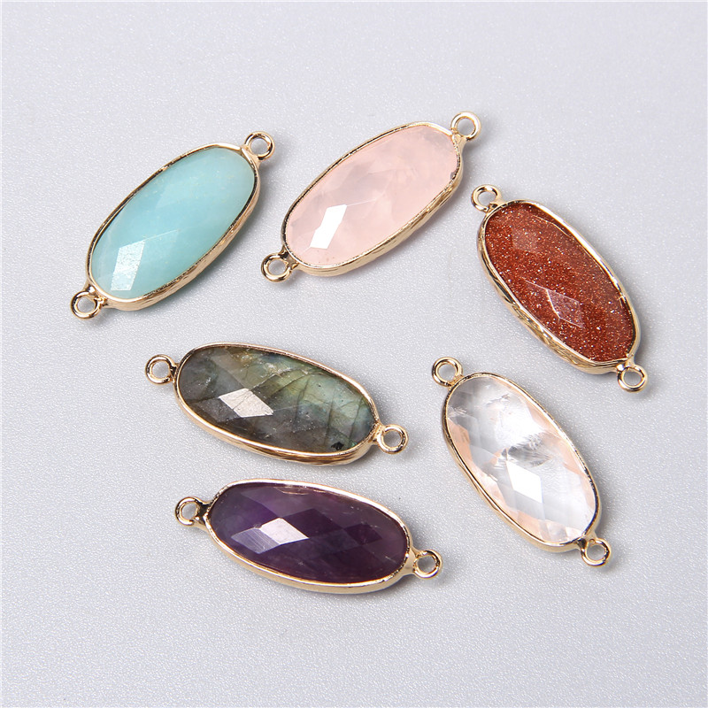 2 uds 10X26mm Natural doble bu - Crystal Pendant Necklace Natural Stone reseña y precio