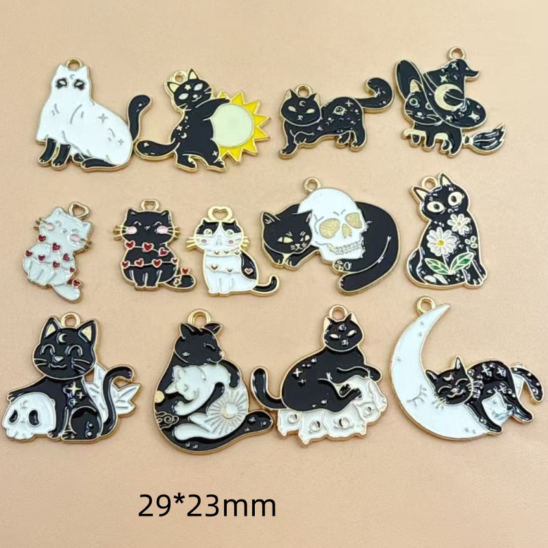 10 piezas de dijes de gato neg - Earrings reseña y precio