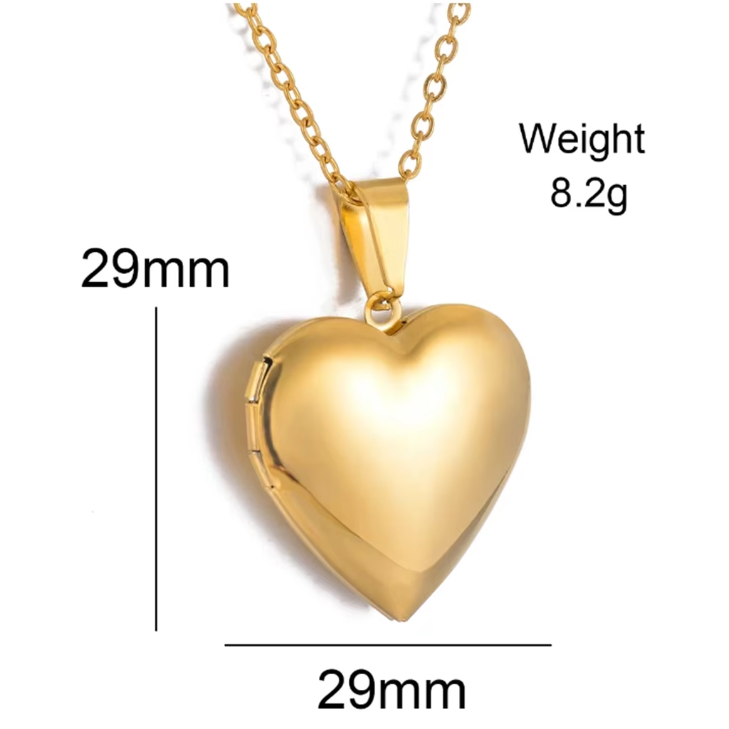 Collar con medallón de flor de - Heart Locket Necklace Photo reseña y precio