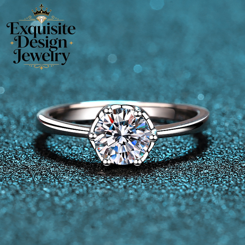 Exquisito Anillo de Platino PT - Moissanite Engagement Ring 1 Carat reseña y precio