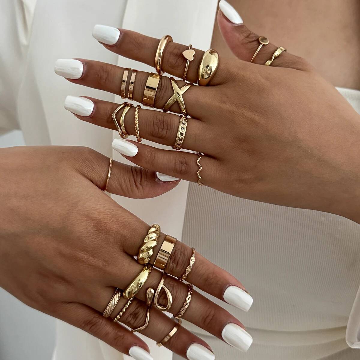 SHIXIN 24 unids/set anillos ab - Vintage Punk Knuckle Rings Set reseña y precio