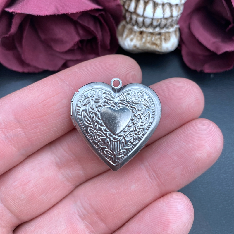 Caja de corazón de acero inoxi - Heart Locket Necklace Photo reseña y precio