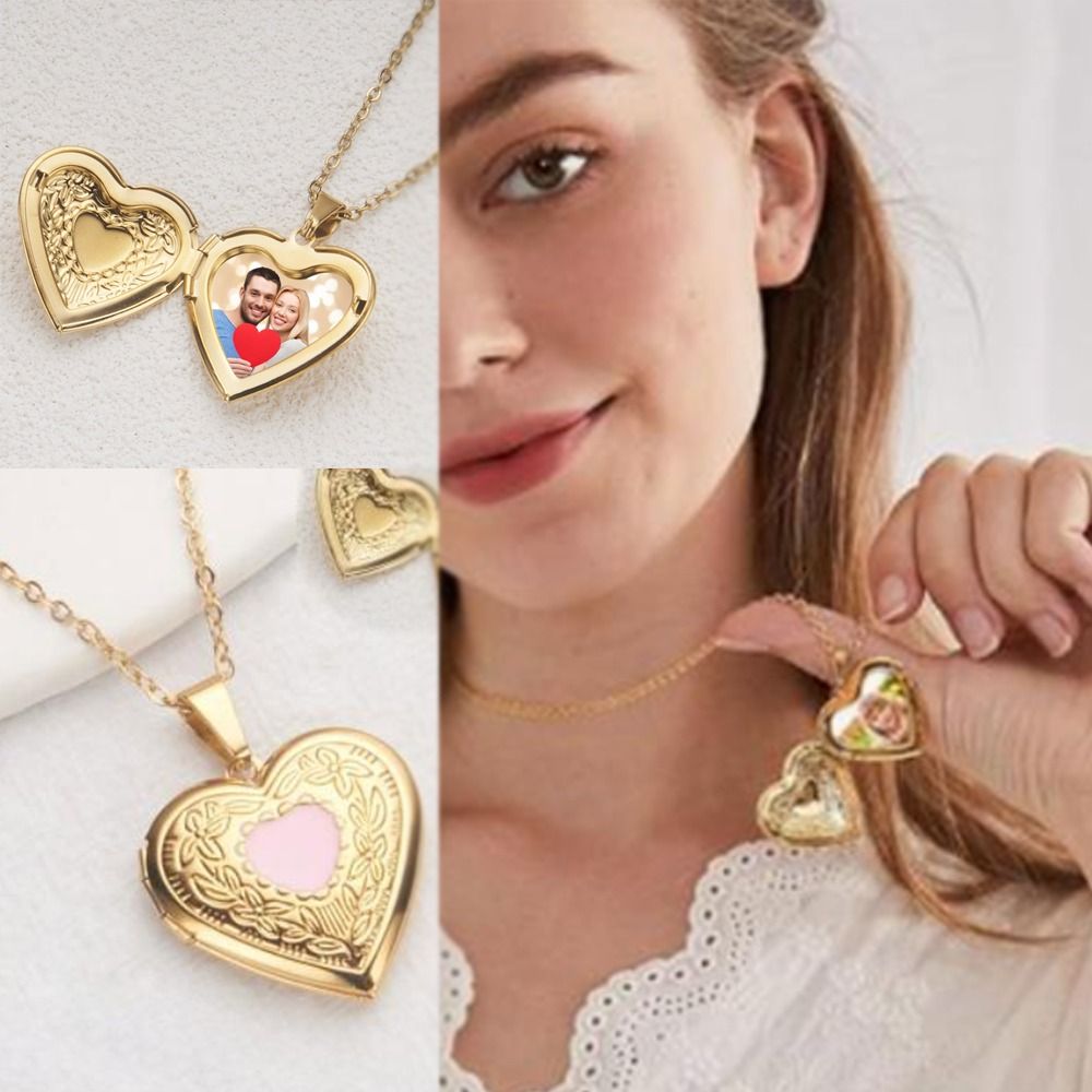 Collar de medallón con imagen  - Heart Locket Necklace Photo reseña y precio